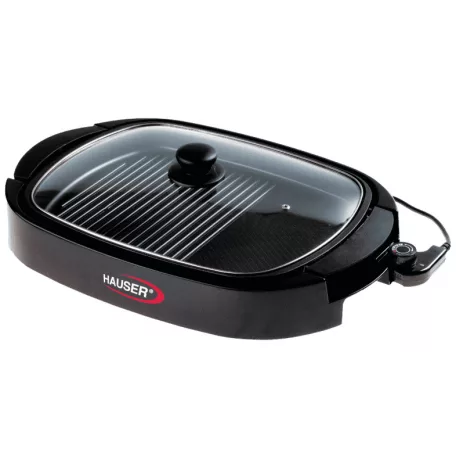 Hauser GR-150 elektromos 1500W grillsütő üvegfedővel, asztali grill fedővel