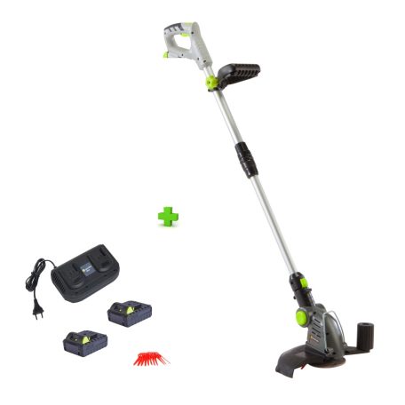 GardenStar PRTA 20V 2Ah DUPLA li-ion akkus, akkumulátoros, késes fűszegélynyíró, fűszegélyvágól, fűkasza 12 db késsel, 2 db 20V 2Ah akkuval és dupla töltővel