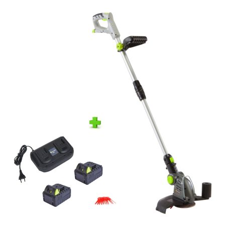 GardenStar PRTA 20V 4Ah DUPLA li-ion akkus, akkumulátoros, késes fűszegélynyíró, fűszegélyvágól, fűkasza 12 db késsel, 2 db 20V 4Ah akkuval és dupla töltővel