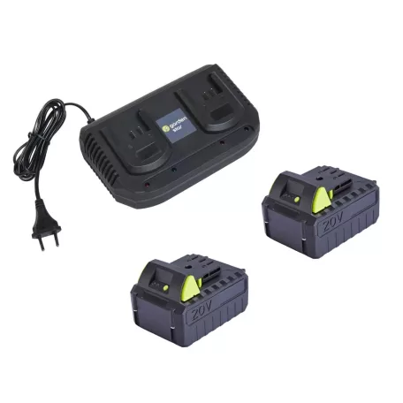 GardenStar PRTA 20V 4Ah DUPLA li-ion akkus, akkumulátoros, késes fűszegélynyíró, fűszegélyvágól, fűkasza 12 db késsel, 2 db 20V 4Ah akkuval és dupla töltővel
