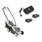GardenStar LM-3440 ECO 34 cm 40V (2 x 20V 2Ah) akkus, akkumulátoros fűnyíró, dupla akkus fűnyírógép 2 akkuval és dupla töltővel