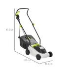 GardenStar 1300W 32 cm elektromos fűnyíró, fűgyűjtős fűnyírógép 3 vágásmagasság fokozattal 25 / 40 / 55 mm, 25L fűgyűjtővel (LM-1300-32)