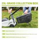 GardenStar 1300W 32 cm elektromos fűnyíró, fűgyűjtős fűnyírógép 3 vágásmagasság fokozattal 25 / 40 / 55 mm, 25L fűgyűjtővel (LM-1300-32)