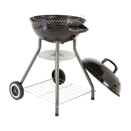 GardenStar BBQ 11339 Barbecue faszenes 3 lábú gömbgrill polccal, 41 cm sütőrács átmérővel (6 személyes kerti grillsütő)