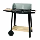 GardenStar BBQ / Grill Chef 0566 Barbecue faszenes party grilkocsi, 85 x 41 x 78 cm 6 személyes kerti grillsütő fa polcokkal