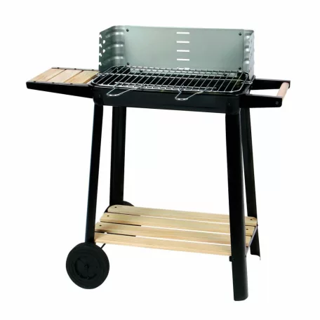 GardenStar BBQ / Grill Chef 0566 Barbecue faszenes party grilkocsi, 85 x 41 x 78 cm 6 személyes kerti grillsütő fa polcokkal