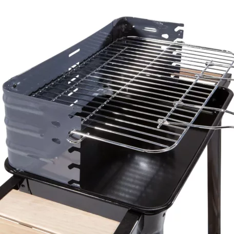 GardenStar BBQ / Grill Chef 0566 Barbecue faszenes party grilkocsi, 85 x 41 x 78 cm 6 személyes kerti grillsütő fa polcokkal