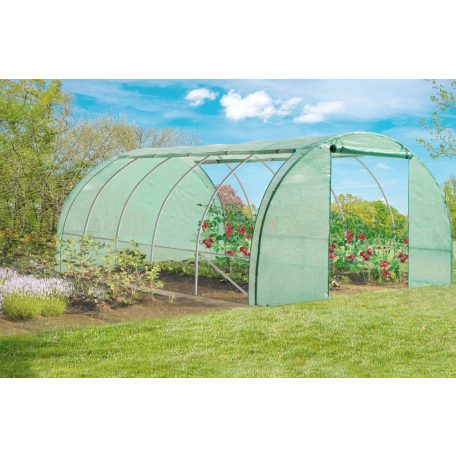 GardenStar 500 x 300 x 200 cm (15 m²) XL 4 évszakos fémvázas szövetfólia melegház, fóliasátor, nyitható oldalakkal