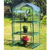   GardenStar 69 x 125 x 49 cm kompakt hobby kerti melegház, palántanevelő fólia, fóliasátor 3 polccal, víztiszta, áttetsző fóliával, zöld fém vázzal