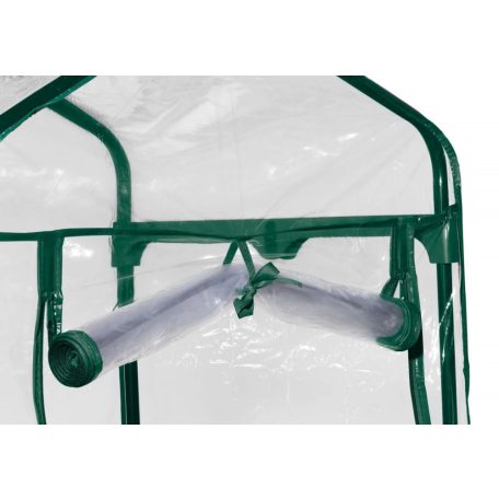 GardenStar 69 x 125 x 49 cm kompakt hobby kerti melegház, palántanevelő fólia, fóliasátor 3 polccal, víztiszta, áttetsző fóliával, zöld fém vázzal