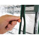GardenStar 69 x 125 x 49 cm kompakt hobby kerti melegház, palántanevelő fólia, fóliasátor 3 polccal, víztiszta, áttetsző fóliával, zöld fém vázzal