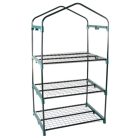 GardenStar 69 x 125 x 49 cm kompakt hobby kerti melegház, palántanevelő fólia, fóliasátor 3 polccal, víztiszta, áttetsző fóliával, zöld fém vázzal