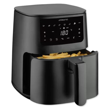 SÉRÜLT Ambiano GT-AF-17 MIDI 1400W 3.5L kompakt digitális Air Fryer, légkeveréses olajmentes sütő, Airfryer olajsütő, fritőz, fekete, 8 beépített programmal