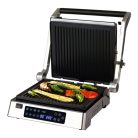 Ambiano GTSF-KG03 inox nemesacél 2200W elektromos digitális kontaktgrill, asztali kontakt grill kivehető 30 x 26 cm sütőlapokkal, húshőmérővel