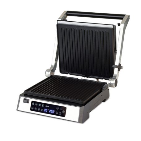 Ambiano GTSF-KG03 inox nemesacél 2200W elektromos digitális kontaktgrill, asztali kontakt grill kivehető 30 x 26 cm sütőlapokkal, húshőmérővel