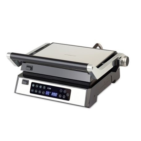 Ambiano GTSF-KG03 inox nemesacél 2200W elektromos digitális kontaktgrill, asztali kontakt grill kivehető 30 x 26 cm sütőlapokkal, húshőmérővel