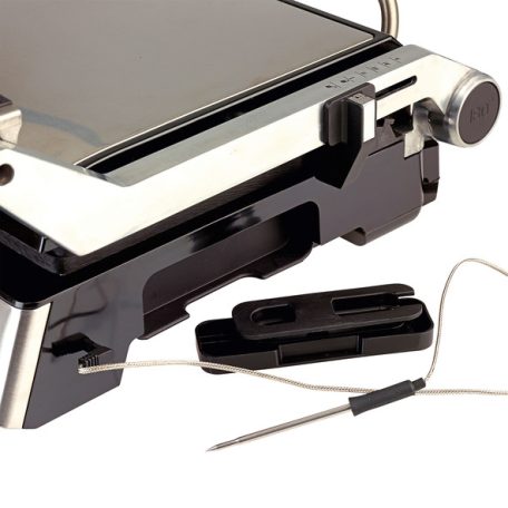 Ambiano GTSF-KG03 inox nemesacél 2200W elektromos digitális kontaktgrill, asztali kontakt grill kivehető 30 x 26 cm sütőlapokkal, húshőmérővel