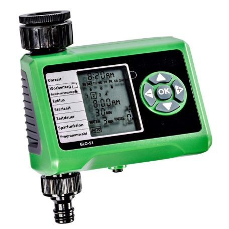 GardenLine GLO-51 öntözőkomputer, digitális öntözésidőzítő, öntözésvezérlő, öntöző automata esőérzékelővel