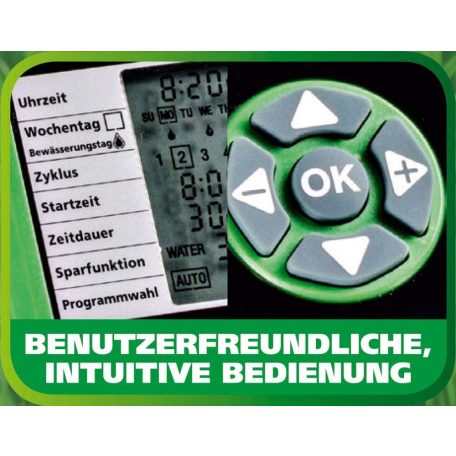 GardenLine GLO-51 öntözőkomputer, digitális öntözésidőzítő, öntözésvezérlő, öntöző automata esőérzékelővel