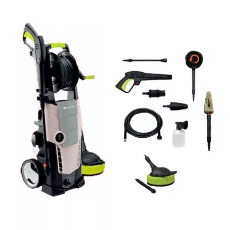 GardenStar GS-165 Home & Car Kit 165 bar 2400W magasnyomású mosó, sterimo teraszmosó kefével, szennymaró szórófejjel, autómosó kefével és forgó körkefével