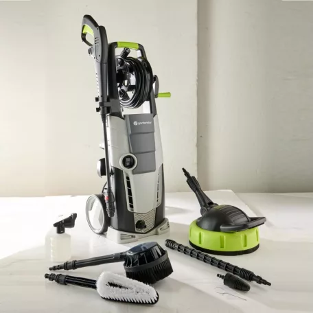 GardenStar GS-165 Home & Car Kit 165 bar 2400W magasnyomású mosó, sterimo teraszmosó kefével, szennymaró szórófejjel, autómosó kefével és forgó körkefével