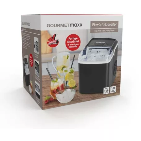 GOURMETmaxx 11206 fekete 150W 1.3L háztartási jégkocka készítő gép, jégkockagép 12 kg / 24 óra