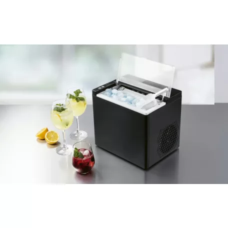 GOURMETmaxx 15610 / 2026 fekete 115W 1.5L háztartási jégkocka készítő gép, jégkockagép 12 kg / 24 óra