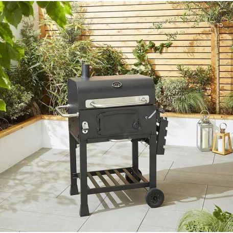 Grill Master American Grill Charcoal BBQ XL faszenes amerikai típusú grill, kerti grillező, grillsütő 12 főre, 42 x 58 cm grillfelülettel és védőhuzattal