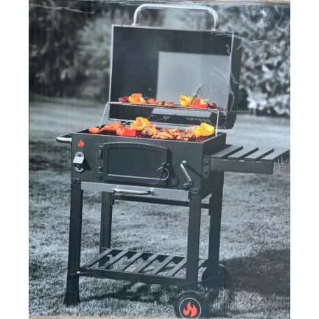 Grill Master American Grill Charcoal BBQ XL faszenes amerikai típusú grill, kerti grillező, grillsütő 12 főre, 42 x 58 cm grillfelülettel és védőhuzattal