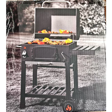Grill Master American Grill Charcoal BBQ XL faszenes amerikai típusú grill, kerti grillező, grillsütő 12 főre, 42 x 58 cm grillfelülettel és védőhuzattal