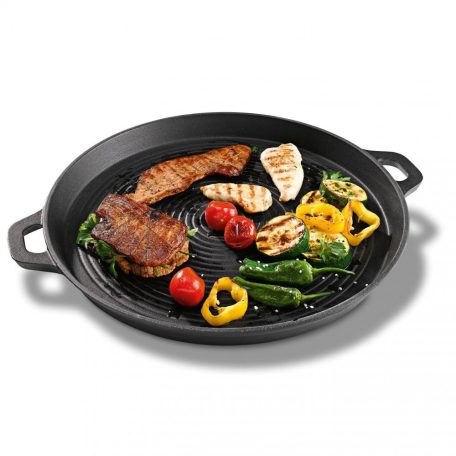 Grill Meister / Perfect Home 12003 kerek, 33 cm átmérőjű öntöttvas grillserpenyő, grill serpenyő