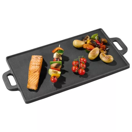 Grill Meister / Perfect Home 12014 kétoldalas sima / bordázott 51x24 cm öntöttvas grill sütőlap , grillező lap