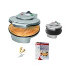 BONTOTT Bomann / Clatronic 1200W 18 cm XL elektromos ostyasütő, tölcsérsütő, sajtostallér sütő, recept ötletekkel, kipróbált, visszavásárolt