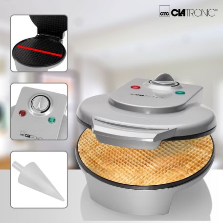 BONTOTT Bomann / Clatronic 1200W 18 cm XL elektromos ostyasütő, tölcsérsütő, sajtostallér sütő, recept ötletekkel, kipróbált, visszavásárolt