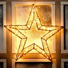 Home Creation XXL 50 cm csillag IP44 kültéri / beltéri fém, melegfehér LED csillag fénykoszorú, 1100 db LED-el világító ötágú csillag fényedkoráció 6 órás időzítővel
