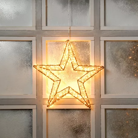 Home Creation XXL 50 cm csillag IP44 kültéri / beltéri fém, melegfehér LED csillag fénykoszorú, 1100 db LED-el világító ötágú csillag fényedkoráció 6 órás időzítővel