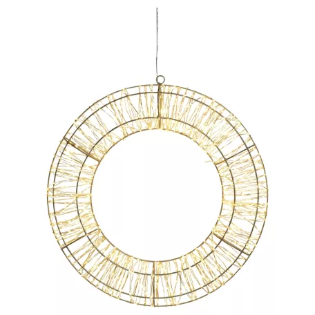 Home Creation XXL 50 cm koszorú IP44 kültéri / beltéri fém, melegfehér LED fénykoszorú, 1100 db LED-el világító kerek fényedkoráció 6 órás időzítővel