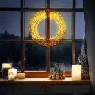 Home Creation XXL 50 cm koszorú IP44 kültéri / beltéri fém, melegfehér LED fénykoszorú, 1100 db LED-el világító kerek fényedkoráció 6 órás időzítővel