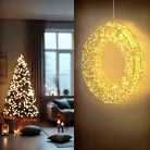 Home Creation XXL 50 cm koszorú IP44 kültéri / beltéri fém, melegfehér LED fénykoszorú, 1100 db LED-el világító kerek fényedkoráció 6 órás időzítővel