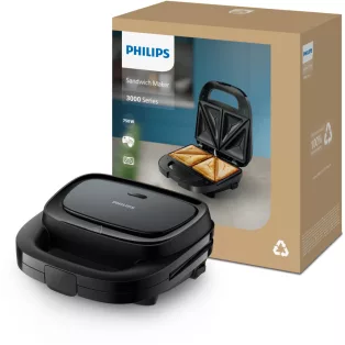   Philips HD2331 Series 3000 szendvicssütő 750W, fekete (HD2331/90)
