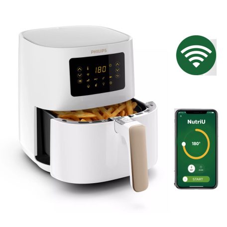 Philips HD9255/30 WiFi SMART 5000 Series AirFryer 1400W 4.1L 0.8kg fehér forrólevegős fritőz, olajmentes olajsütő, Air Fryer (HD 9255)