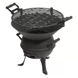   GrillMeister Kansas HG-08199 (Landmann 0630 / Grill Chef 063091 helyettesítő) 35 cm faszenes Barbecue grillhordó, öntöttvas kerti grillező 