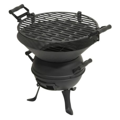 GrillMeister Kansas HG-08199 (Landmann 0630 / Grill Chef 063091 helyettesítő) 35 cm faszenes Barbecue grillhordó, öntöttvas kerti grillező 