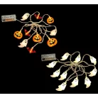 Livarno Home 10 LED Halloween SPIRIT Strings Light 185 cm elemes szellem / tök / denevér fényfüzér 6 órás időzítővel, 10 db halloweeni motívummal (HG13258C)