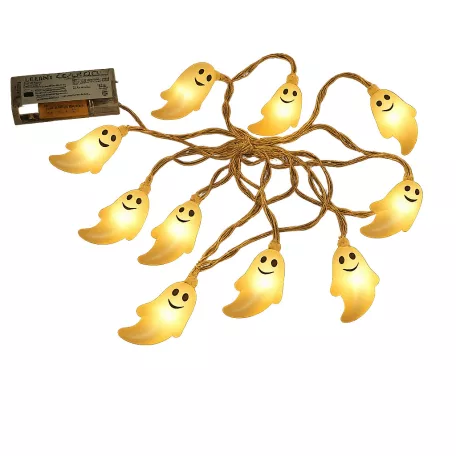 Livarno Home 10 LED Halloween SPIRIT Strings Light 185 cm elemes szellem / tök / denevér fényfüzér 6 órás időzítővel, 10 db halloweeni motívummal (HG13258C)