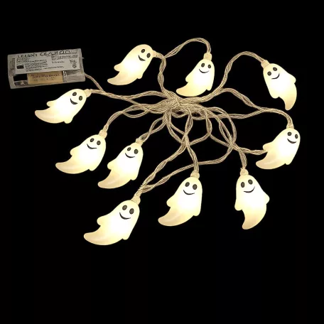 Livarno Home 10 LED Halloween SPIRIT Strings Light 185 cm elemes szellem / tök / denevér fényfüzér 6 órás időzítővel, 10 db halloweeni motívummal (HG13258C)