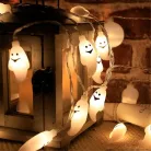 Livarno Home 10 LED Halloween SPIRIT Strings Light 185 cm elemes szellem / tök / denevér fényfüzér 6 órás időzítővel, 10 db halloweeni motívummal (HG13258C)