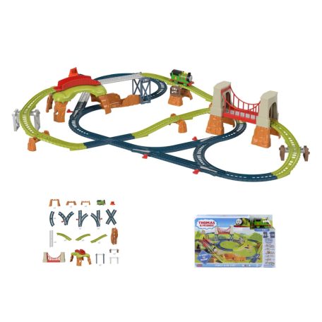 Mattel Fisher Price HHN26 Thomas és barátai Percy 6 az 1-ben óriás játékszett, 42 darabos 667 cm hosszú vonat szett, vasút készlet (Thomas & Friends Percy 6 in 1 Set)