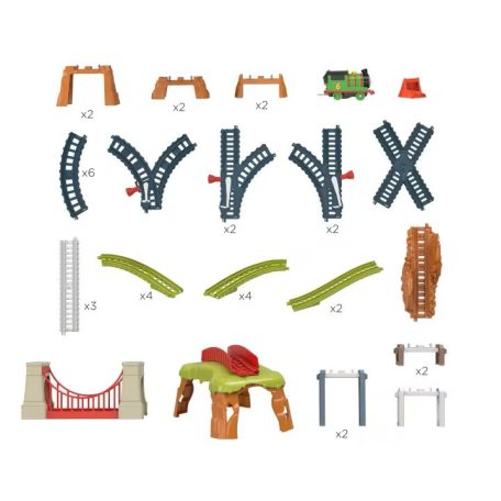 Mattel Fisher Price HHN26 Thomas és barátai Percy 6 az 1-ben óriás játékszett, 42 darabos 667 cm hosszú vonat szett, vasút készlet (Thomas & Friends Percy 6 in 1 Set)