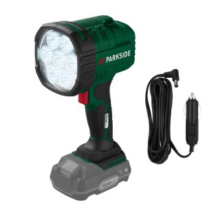   ParkSide PHLA 20-Li A1 SOLO 20V / 12V nagy fényerejű akkus / szivargyújtós kézi LED lámpa 1000 lm / 2500 lm 6500K 7 x 3W teljesítmény, 640 méter hatótáv